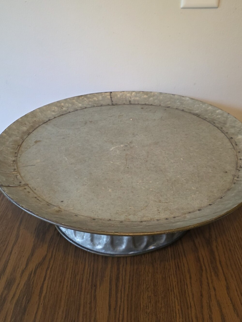 Magnolia Silos Metal Large Pedestal Cake Stand in Aged Silver